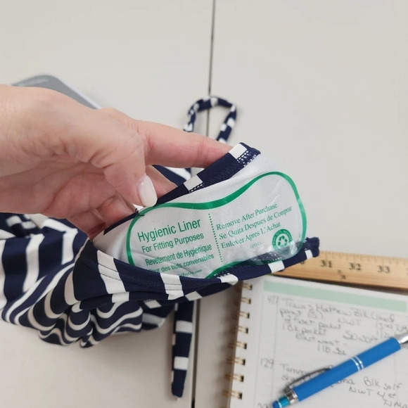 LOFT Beach Blue & White Plunge One Piece Swimsuit Size Small NEW - Picture 12 of 13